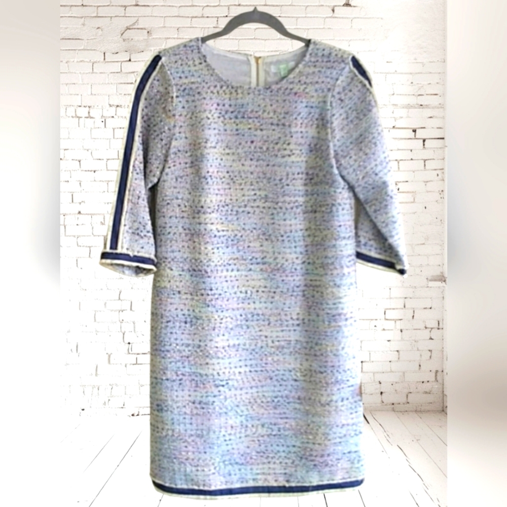 💙 Jade Melody Tam Tweed Fringe Trim Dress